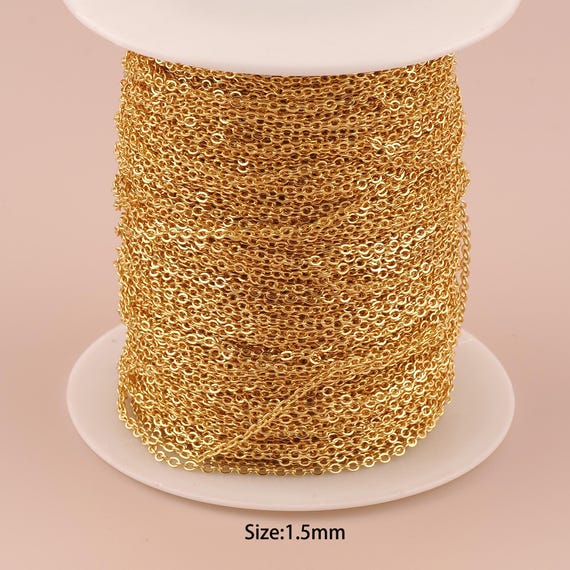 3.28 Feet 18K Gold Cable Chain,Special Chain,Semi-Finished Chain for DIY Jewelry Making Supply