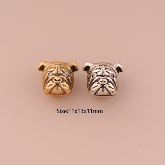 18K Gold Dog Spacer Bead,Minimalist Bead,Animal Bead for DIY Jewelry Making Supply