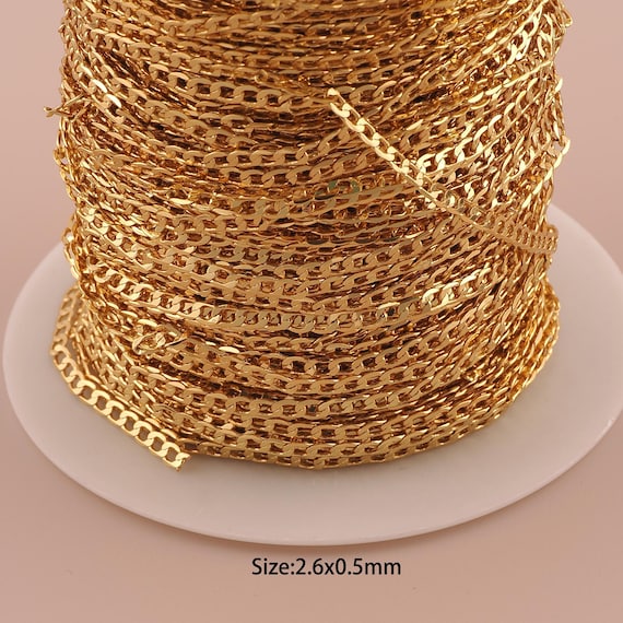 3.28 Feet 18K Gold Curb Chain,Special Chain,Semi-Finished Chain for DIY Jewelry Making Supply