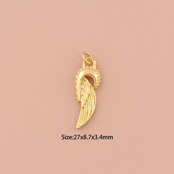 18K Gold Wing Charms,Minimalist Charms Pendants,Wing Charm for DIY Jewelry Making Supply