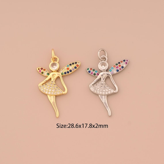 18K Gold Elf Charms,CZ Pave Elf Charms Pendants,Elf Charm for DIY Jewelry Making Supply
