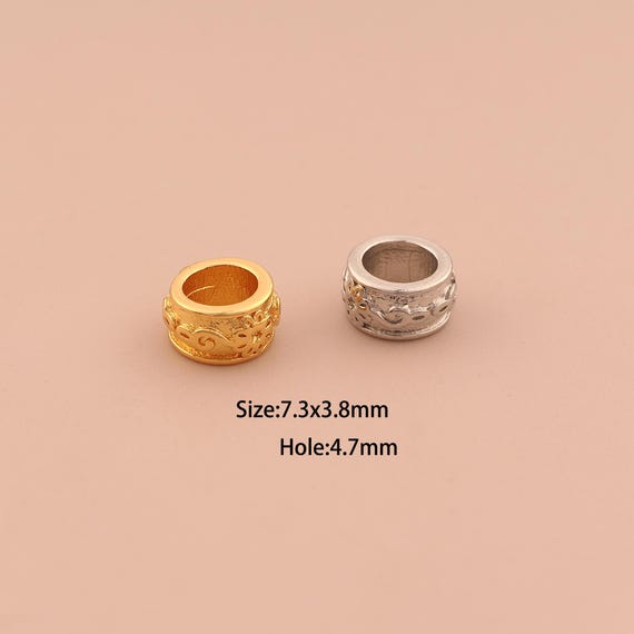 18K Gold Round Spacer Bead,Large Hole Bead,Tube Bead for DIY Jewelry Making Supply