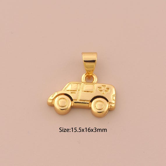 18K Gold Ambulance Charms,Ambulance Charms Pendants,Ambulance Charm for DIY Jewelry Making Supply