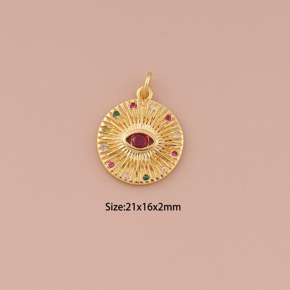 18K Gold Evil Eye Charms,CZ Pave Minimalist Charms Pendants,Devil Eye Charm for DIY Jewelry Making Supply