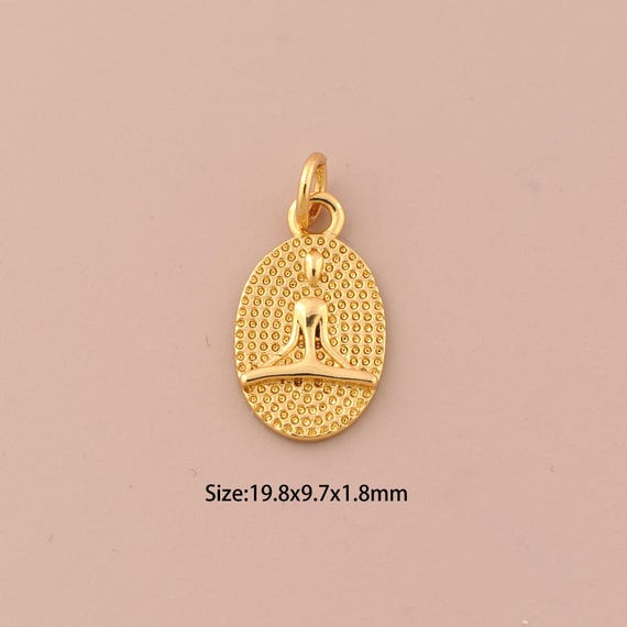 18K Gold Yoga Charms,Minimalist Charms Pendants,Oval Charm for DIY Jewelry Making Supply