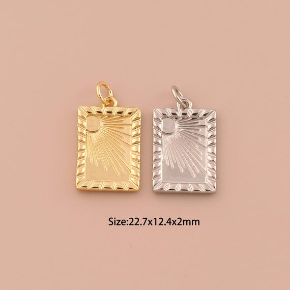 18K Gold Sun Charms,Minimalist Charms Pendants,Sun Charm for DIY Jewelry Making Supply