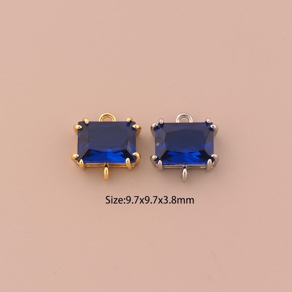 18K Gold Square Connector,CZ Pave Minimalist Connector Charms,Square Connector for DIY Jewelry Making Supply