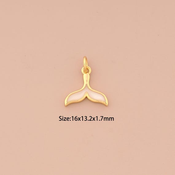 18K Gold Fishtail Charms,Enamel Fishtail Charms Pendants,Fishtail Charm for DIY Jewelry Making Supply