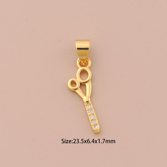 18K Gold Scissors Charms,CZ Pave Scissors Charms Pendants,Scissors Charm for DIY Jewelry Making Supply