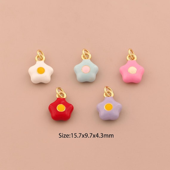 18K Gold Star Charms,Enamel Celestial Charms Pendants,Starburst Charm for DIY Jewelry Making Supply