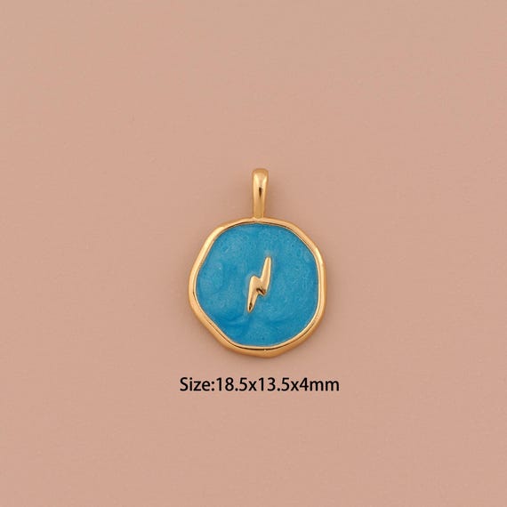 18K Gold Lightning Charms,Enamel Minimalist Charms Pendants,Lightning Charm for DIY Jewelry Making Supply