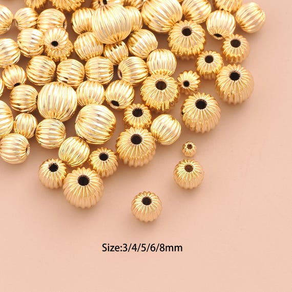 14K Gold Corrugated Spacer Bead,Round Bead,Corrugated Round Bead for DIY Jewelry Making Supply
