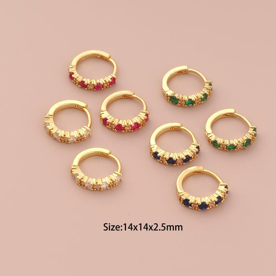 18K Gold Hoop Earrings,CZ Pave Hugging Hoop Earrings,Hoop Earrings,Hypoallergenic Hoop Earrings,Gift for Her