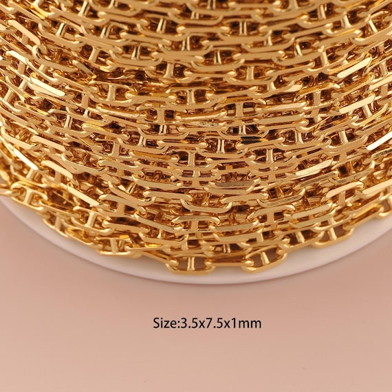 3.28 Feet 18K Gold Pig Nose Chain,Special Chain,Semi-Finished Chain for DIY Jewelry Making Supply