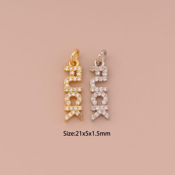18K Gold FUCK Charms,CZ Pave Minimalist Charms Pendants,Letter Charm for DIY Jewelry Making Supply
