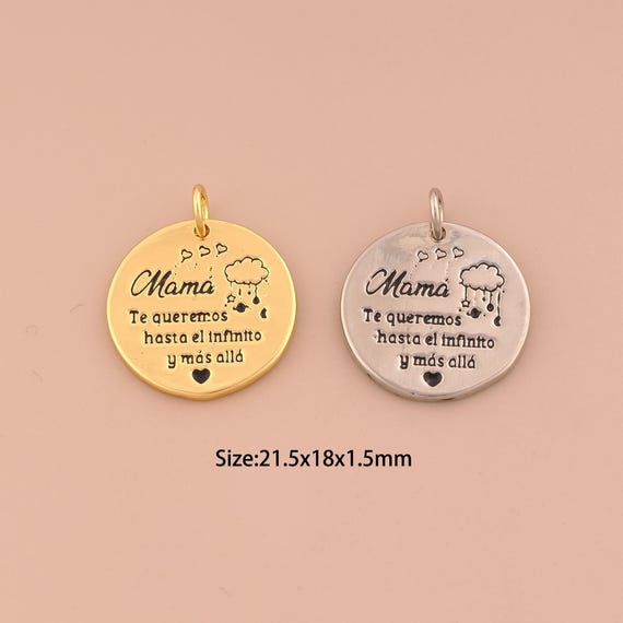 18K Gold Round Charms,Mother's Day Gift Charms Pendants,Medal Charm for DIY Jewelry Making Supply