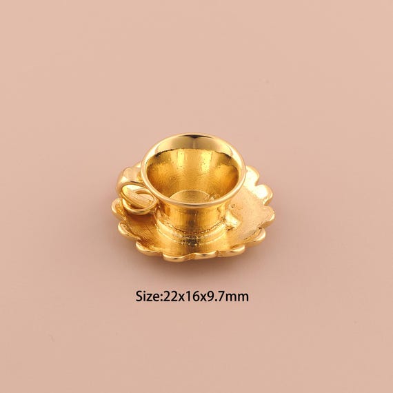 18K Gold Water Cup Charms,Water Cup Charms Pendants,Water Cup Charm for DIY Jewelry Making Supply