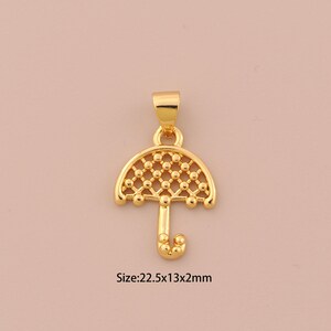 18K Gold Umbrella Charms,Umbrella Charms Pendants,Umbrella Charm for DIY Jewelry Making Supply