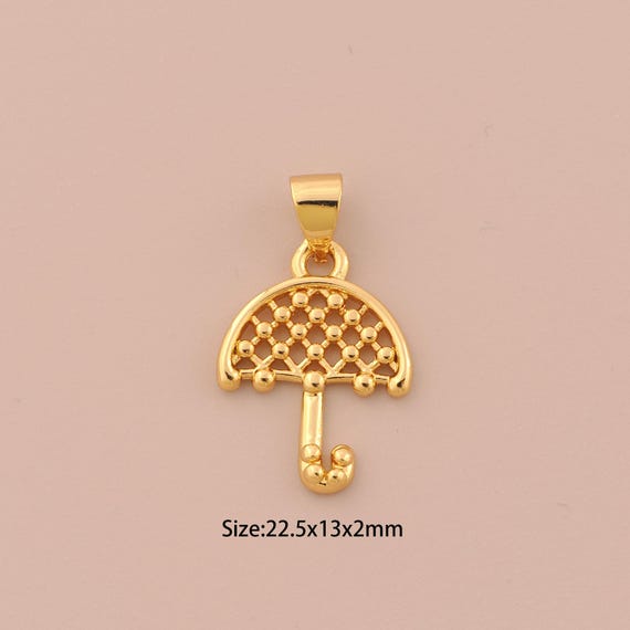 18K Gold Umbrella Charms,Umbrella Charms Pendants,Umbrella Charm for DIY Jewelry Making Supply