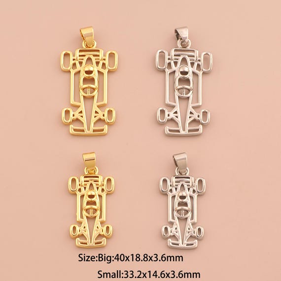 18K Gold F1 Racing Charms,Racing Charms Pendants,F1 Racing Charm for DIY Jewelry Making Supply