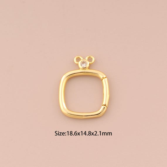 18K Gold Snap Clasp,CZ Pave Minimalist Clasp,Square Snap Clasp for DIY Jewelry Making Supply