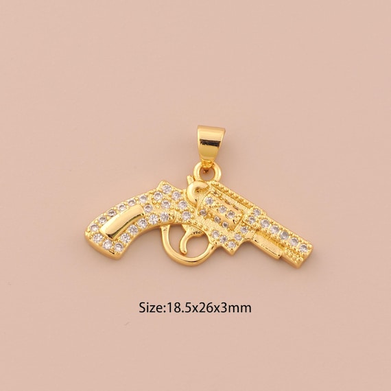 18K Gold Weapon Charms,CZ Pave Weapon Charms Pendants,Weapon Charm for DIY Jewelry Making Supply