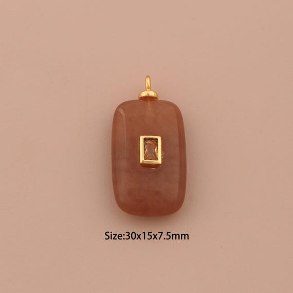 18K Gold Energy Stone Charms,Natural Stone Charms Pendants,Stone Charm for DIY Jewelry Making Supply