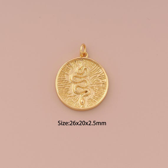 18K Gold Snake Charms,Minimalist Charms Pendants,Snake Charm for DIY Jewelry Making Supply