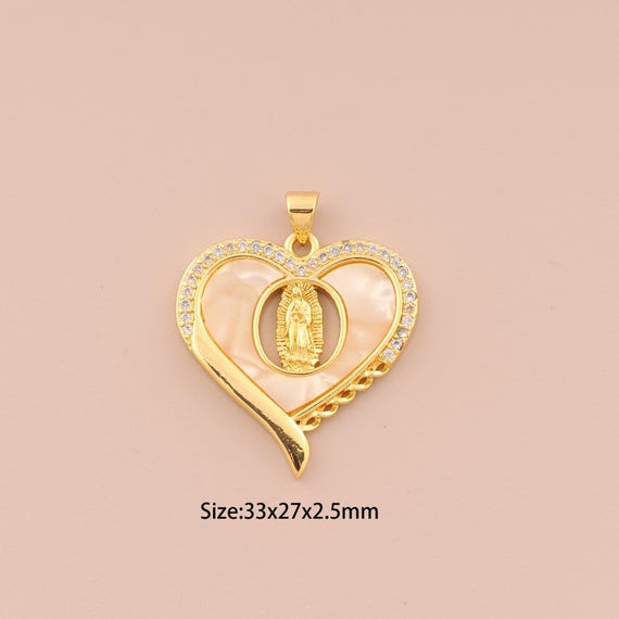 18K Gold Virgin Mary Charms,CZ Pave Religion Charms Pendants,Catholic Charm for DIY Jewelry Making Supply