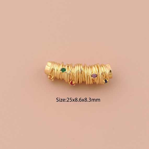18K Gold Cylindrical Spacer Bead,Minimalist Bead,Cylindrical Bead for DIY Jewelry Making Supply