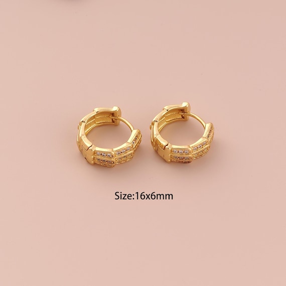 18K Gold Hoop Earrings,CZ Pave Hugging Hoop Earrings,Hoop Earrings,Hypoallergenic Hoop Earrings,Gift for Her
