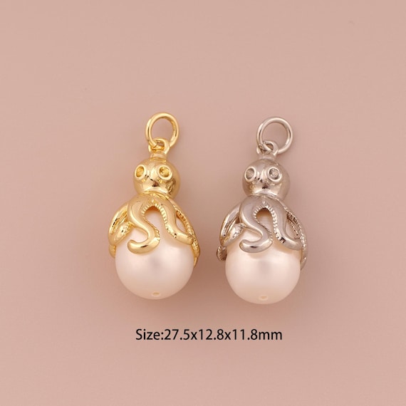 18K Gold Octopus Charms,Minimalist Charms Pendants,Octopus Charm for DIY Jewelry Making Supply