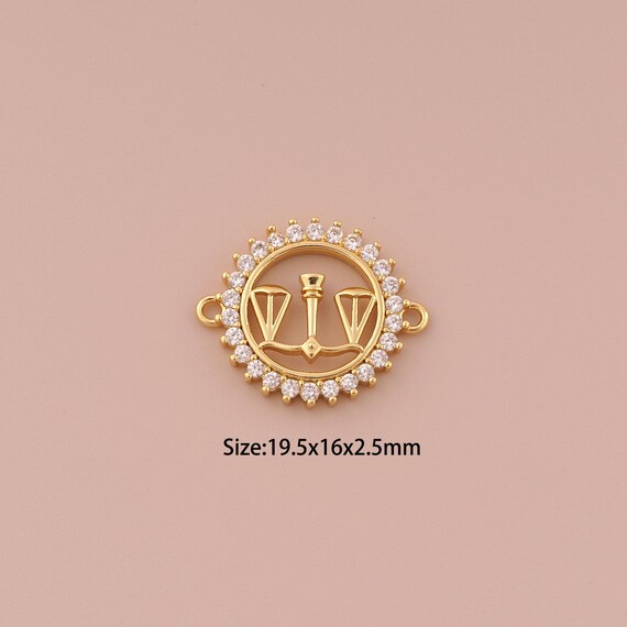 18K Gold Balance Scale Connector,CZ Pave Minimalist Connector Charms,Balance Scale Connector for DIY Jewelry Making Supply