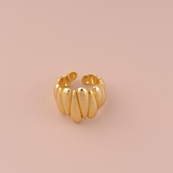 18K Gold Open Rings,Wide Rings,Thick Gold Rings for DIY Jewelry Making Supply