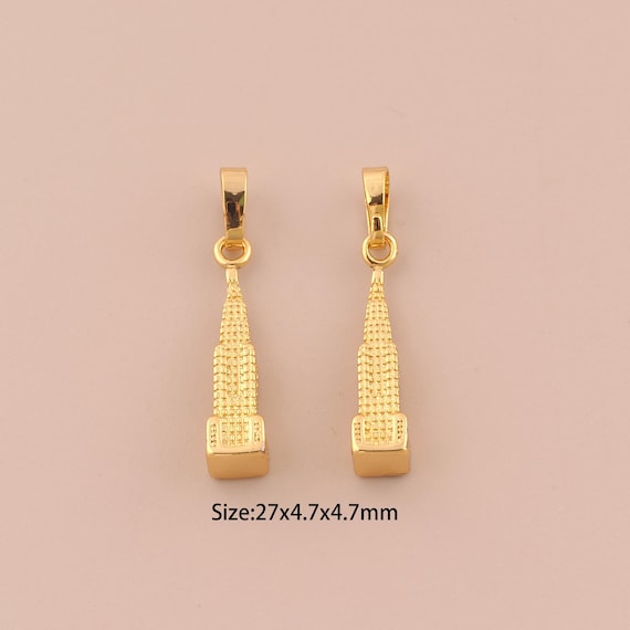 Gold Empire State Building Pendant,18K Gold Filled Minimalist Charm,DIY Bracelet Necklace Jewelry Making Findings Supply