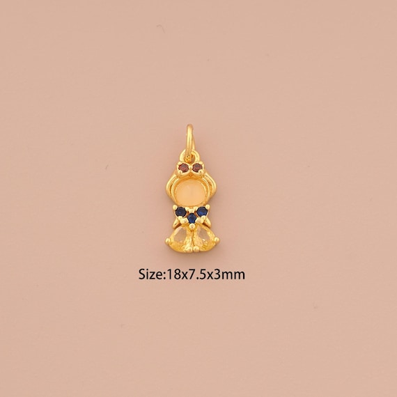 18K Gold Princess Charms,CZ Pave Character Charms Pendants,Princess Charm for DIY Jewelry Making Supply
