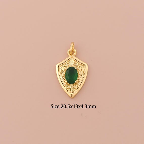 18K Gold Shield Charms,Minimalist Charms Pendants,Shield Charm for DIY Jewelry Making Supply