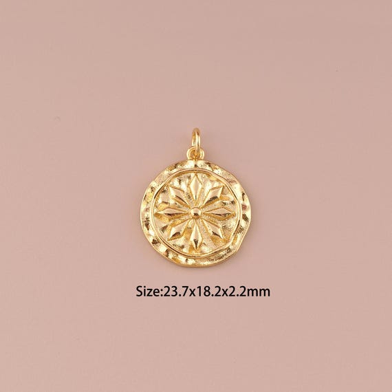 18K Gold Flower Charms,Minimalist Charms Pendants,Flower Charm for DIY Jewelry Making Supply