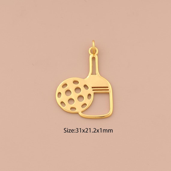 18K Gold Racket Charms,Sports Charms Pendants,Racket Charm for DIY Jewelry Making Supply