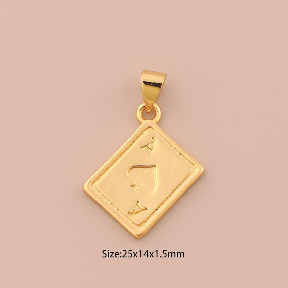18K Gold Playing Card Charms,Square Charms Pendants,Playing Card Charm for DIY Jewelry Making Supply