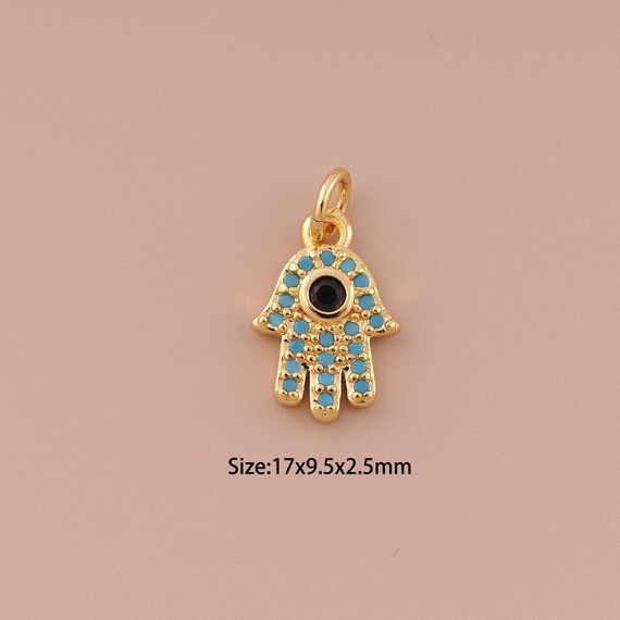 18K Gold Hamsa Charms,Minimalist Charms Pendants,Fatima Charm for DIY Jewelry Making Supply