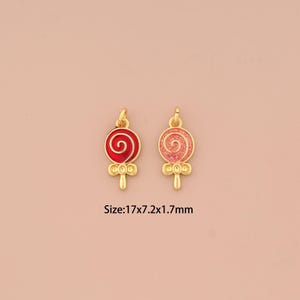 18K Gold Lollipop Pendant,Enamel Lollipop Charm,Lollipop Charm, DIY Jewelry Supplies