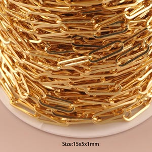 3.28 Fuß 18K Gold Papierklammer Kette, spezielle Kette, halbfertige Kette für DIY Schmuckherstellung Versorgung