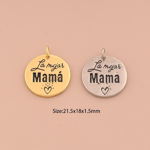 18K Gold Round Charms,Mother's Day Gift Charms Pendants,Medal Charm for DIY Jewelry Making Supply