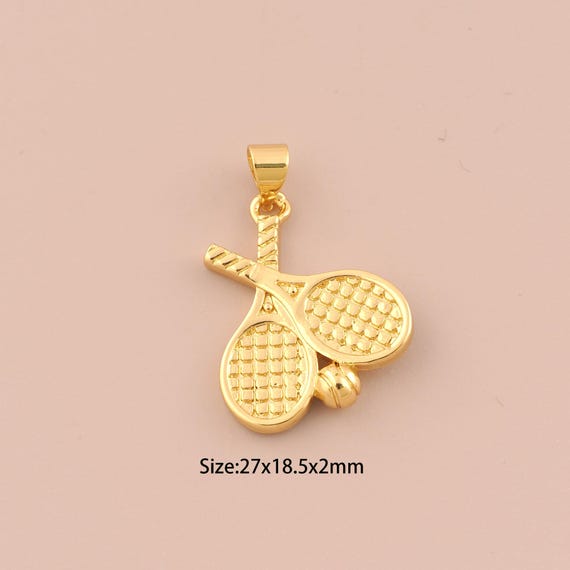 18K Gold Racket Charms,Tennis Charms Pendants,Sports Charm for DIY Jewelry Making Supply