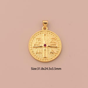 18K Gold ICXC NIKA Charms,Orthodox Cross Charms Pendants,Christian Charm for DIY Jewelry Making Supply