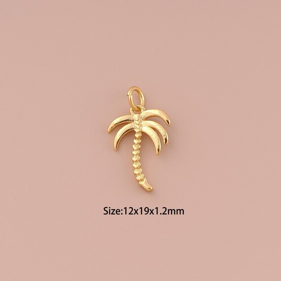 5 pcs 18K Gold Coconut Tree Charms,Minimalist Charms Pendants,Coconut Tree Charm for DIY Jewelry Making Supply