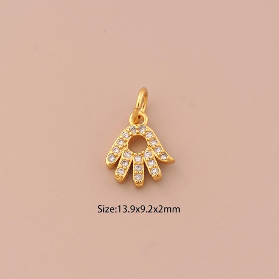 18K Gold Hamsa Charms,CZ Pave Fatima Charms Pendants,Hand Charm for DIY Jewelry Making Supply