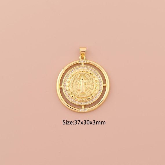18K Gold Jesus Charms,CZ Pave Minimalist Charms Pendants,Christian Charm for DIY Jewelry Making Supply
