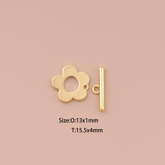 5 pcs 18K Gold OT Clasp,Minimalist Clasp,Flower Clasp for DIY Jewelry Making Supply